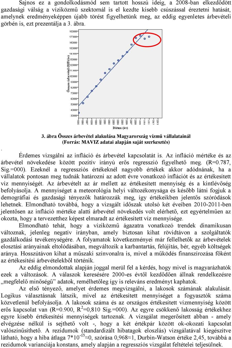 ábra. 3. ábra Összes árbevétel alakulása Magyarország vízmű vállalatainál (Forrás: MAVIZ adatai alapján saját szerkesztés). Érdemes vizsgálni az infláció és árbevétel kapcsolatát is.