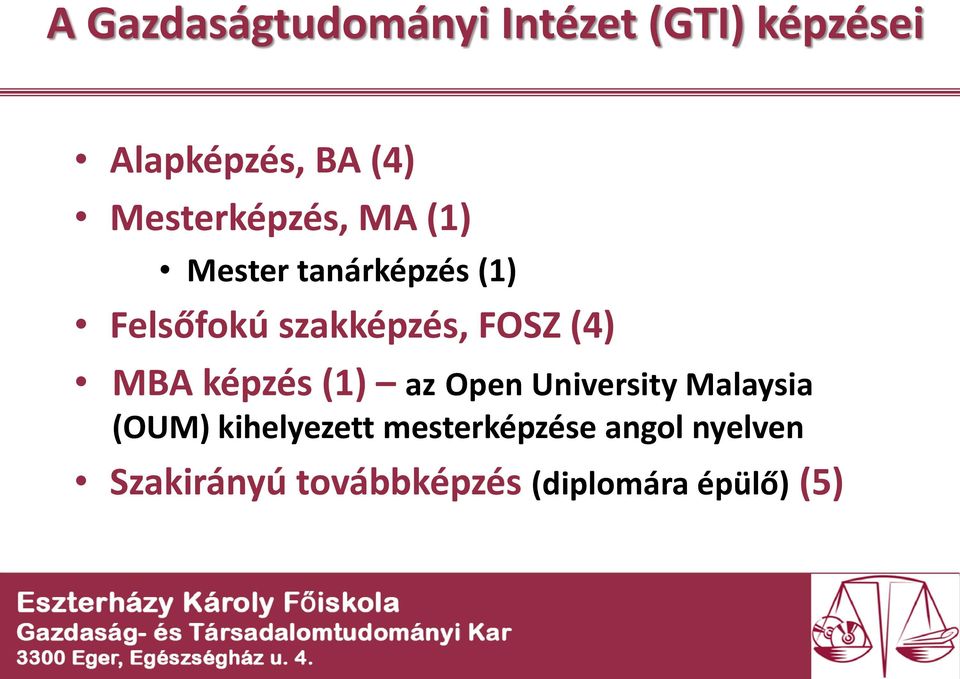 FOSZ (4) MBA képzés (1) az Open University Malaysia (OUM)