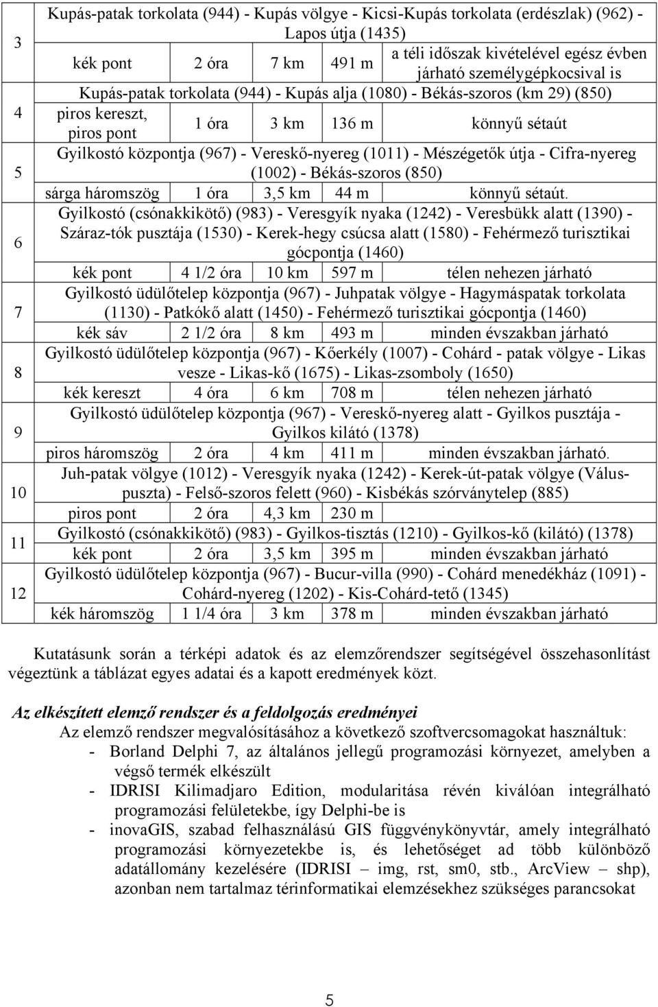 Mészégetők útja - Cifra-nyereg 5 (1002) - Békás-szoros (850) sárga háromszög 1 óra 3,5 km 44 m könnyű sétaút.