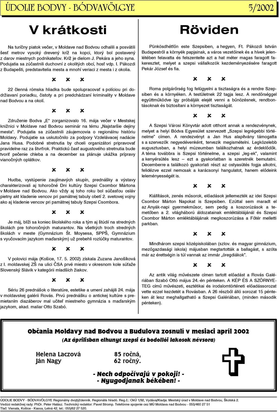 22 členná rómska hliadka bude spolupracova s políciou pri dodržiavaní poriadku, čistoty a pri predchádzaní kriminality v Moldave nad Bodvou a na okolí. Združenie Bodva E zorganizovalo 16.