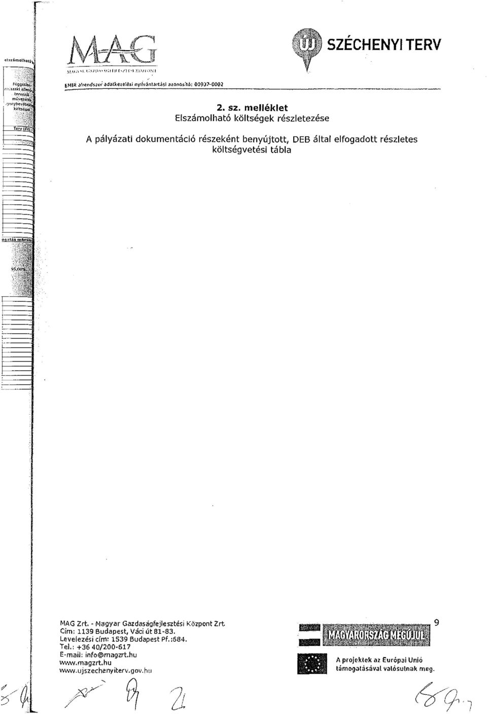 költségvetési tábla MAG Zrt. - Magyar Gazdaságfejlesztési Központ Zrt Cím; 1139 Budapest, Váci út 81-83.