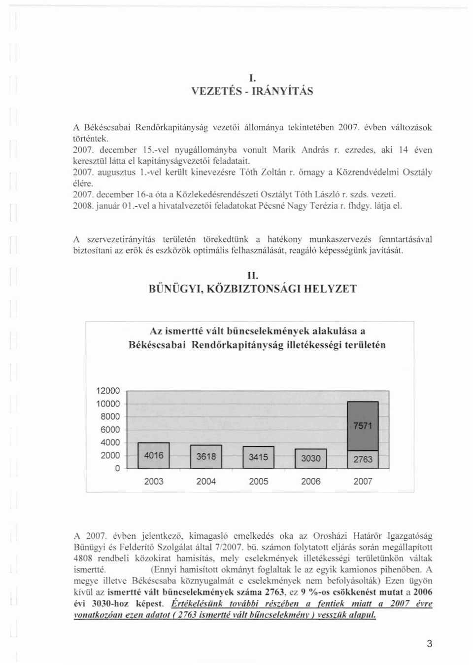 szds. vezeti. 2008. január Ol.-vel a hivatalvezetöi feladatokat Pécsné Nagy Terézia r. fhdgy. látja el.