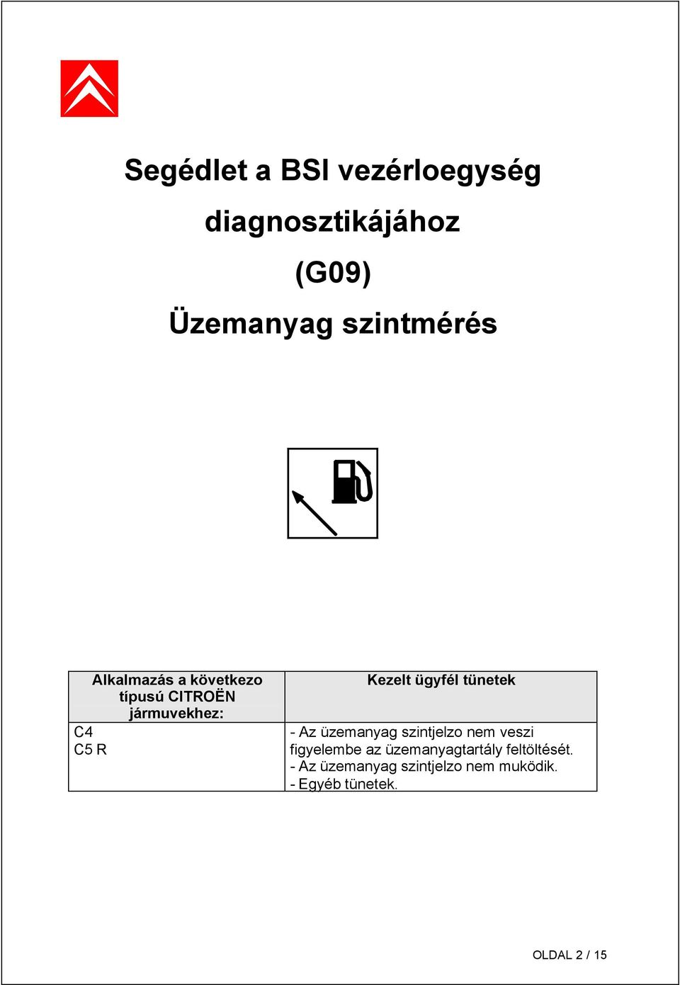 tünetek - Az üzemanyag szintjelzo nem veszi figyelembe az üzemanyagtartály