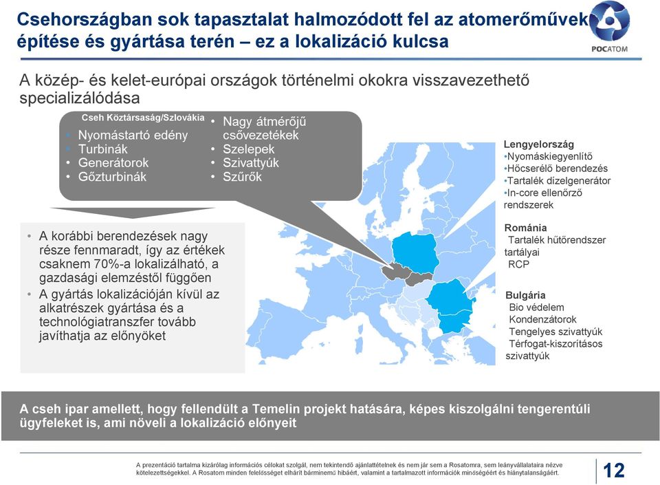 csaknem 70%-a lokalizálható, a gazdasági elemzéstől függően A gyártás lokalizációján kívül az alkatrészek gyártása és a technológiatranszfer tovább javíthatja az előnyöket Románia Tartalék