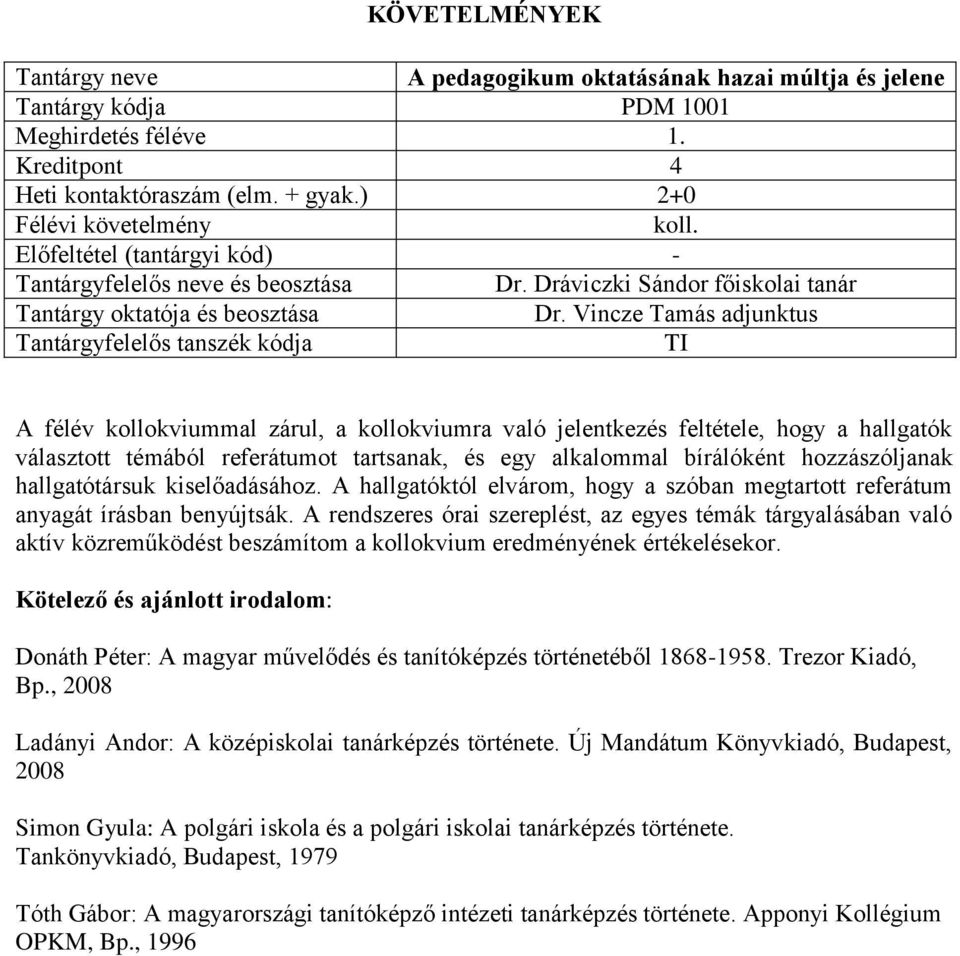 hozzászóljanak hallgatótársuk kiselőadásához. A hallgatóktól elvárom, hogy a szóban megtartott referátum anyagát írásban benyújtsák.