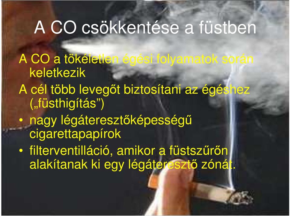 füsthigítás ) nagy légáteresztıképességő cigarettapapírok