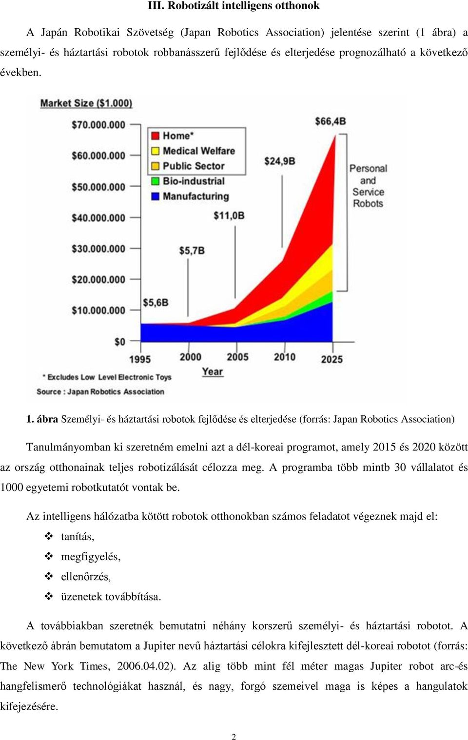 ábra Személyi- és háztartási robotok fejlődése és elterjedése (forrás: Japan Robotics Association) Tanulmányomban ki szeretném emelni azt a dél-koreai programot, amely 2015 és 2020 között az ország