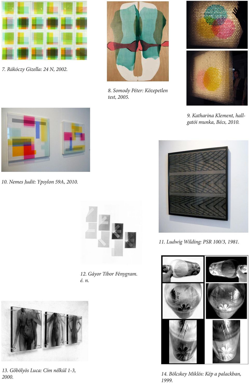 Nemes Judit: Ypsylon 59A, 2010. 11. Ludwig Wilding: PSR 100/3, 1981. 12.