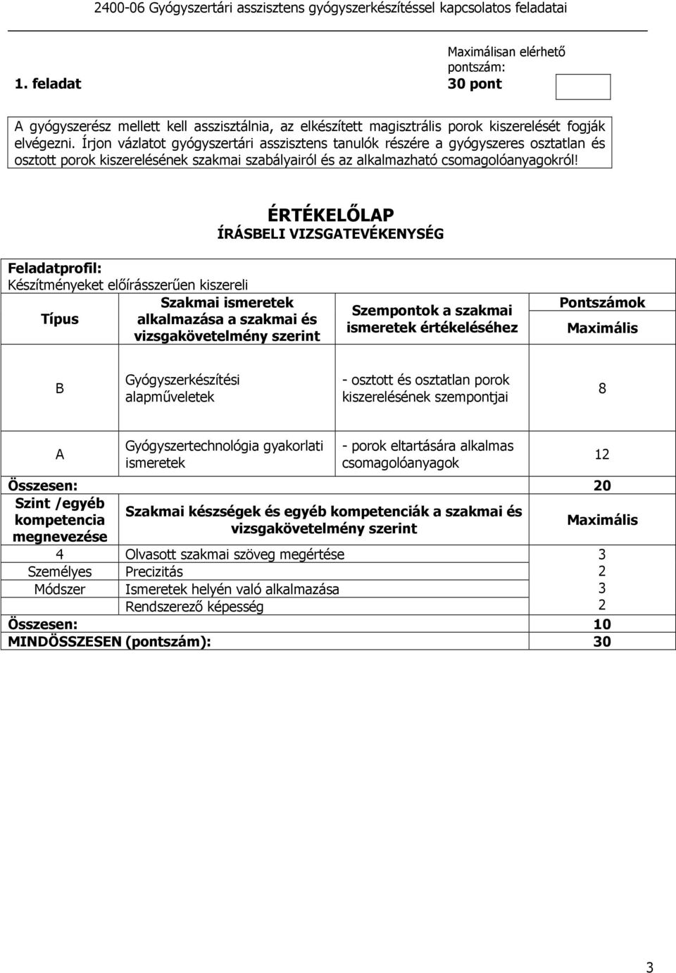 Írjon vázlatot gyógyszertári asszisztens tanulók részére a gyógyszeres osztatlan és osztott porok kiszerelésének szakmai szabályairól és az alkalmazható csomagolóanyagokról!