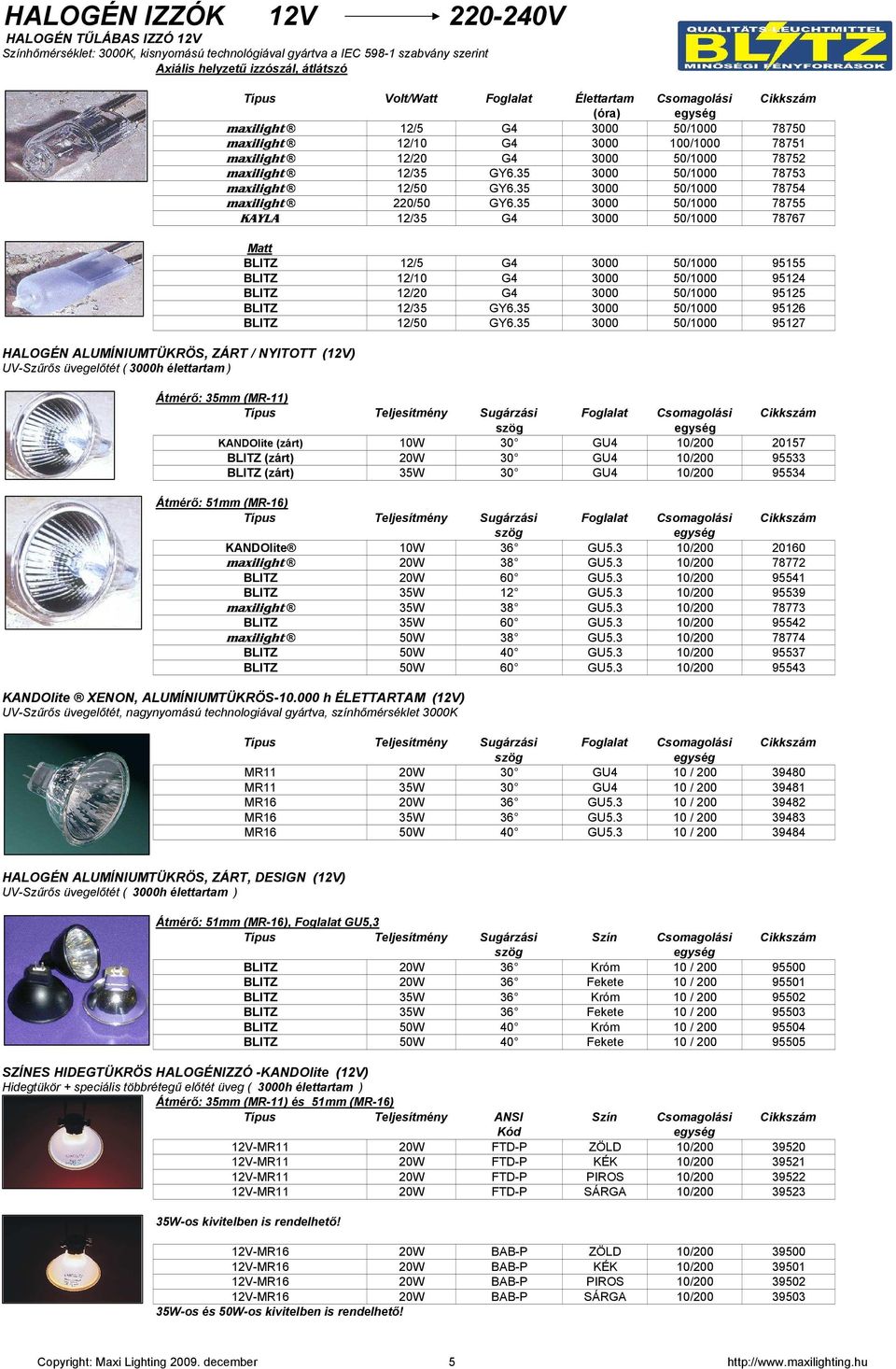 78751 maxilight 12/20 G4 3000 50/1000 78752 maxilight 12/35 GY6.35 3000 50/1000 78753 maxilight 12/50 GY6.35 3000 50/1000 78754 maxilight 220/50 GY6.