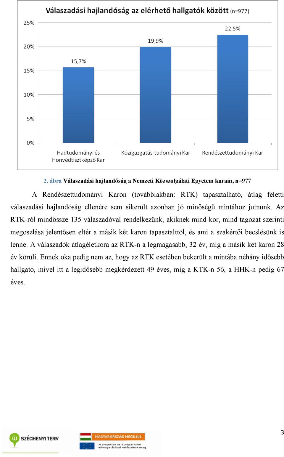 Az RTK-ról mindössze 135 válaszadóval rendelkezünk, akiknek mind kor, mind tagozat szerinti megoszlása jelentősen eltér a másik két karon tapasztalttól, és ami a szakértői