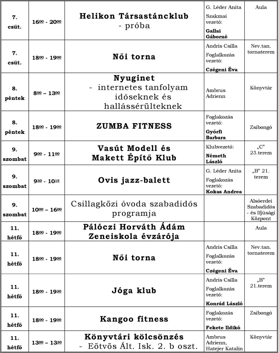 Makett Építő Csillagközi óvoda szabadidős programja 18 00-19 00 Pálóczi Horváth Ádám