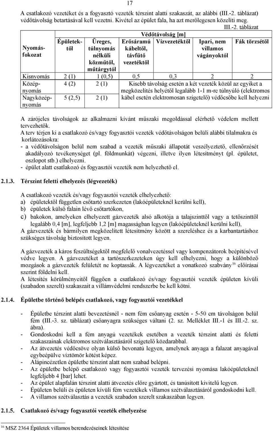 táblázat Védőtávolság [m] ÉpületekÜreges, Erősáramú Vízvezetéktől Ipari, nem Fák törzsétől Nyomástől túlnyomás kábeltől, villamos fokozat nélküli távfűtő vágányoktól közműtől, vezetéktől műtárgytól