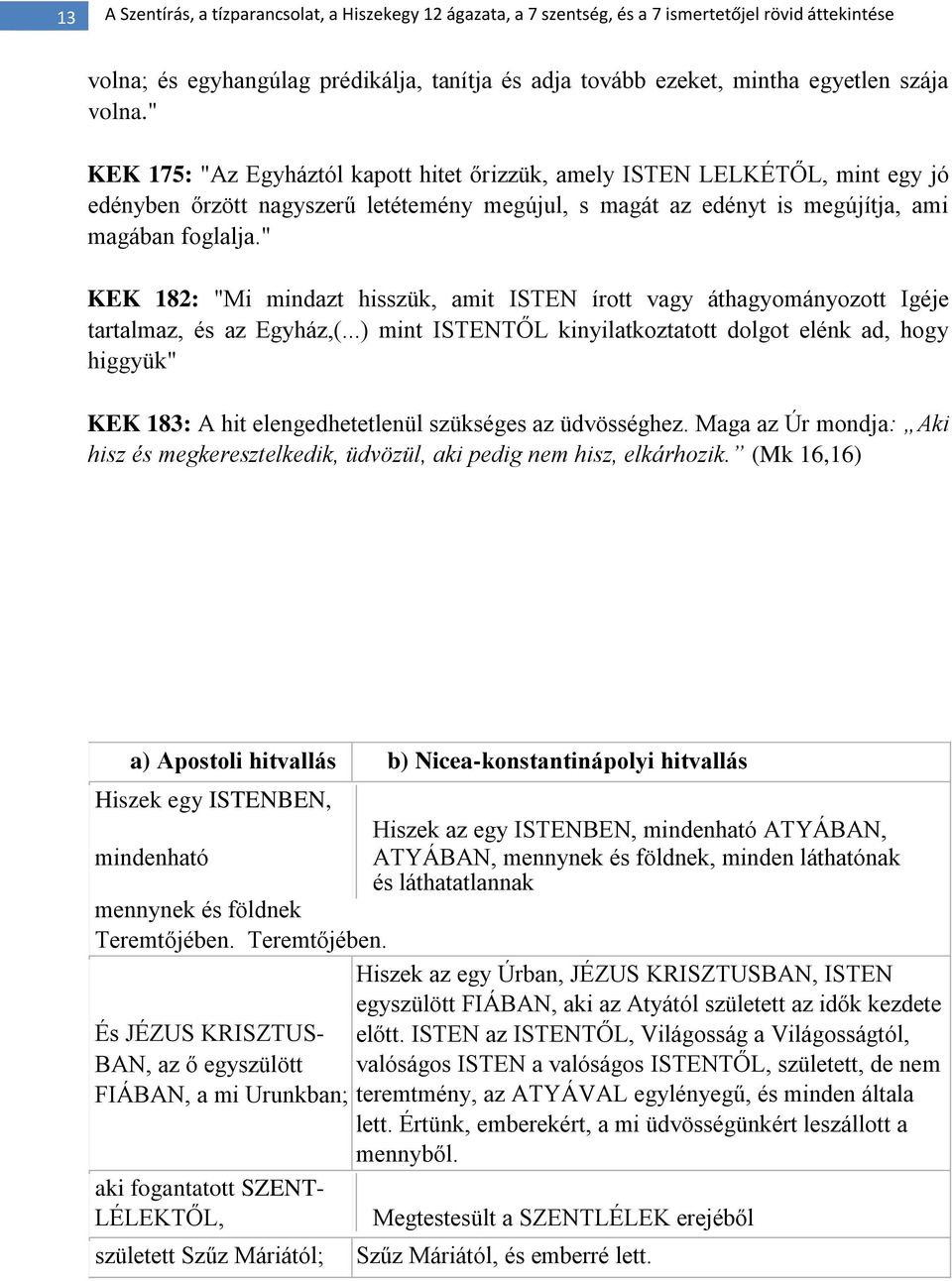 " KEK 182: "Mi mindazt hisszük, amit ISTEN írott vagy áthagyományozott Igéje tartalmaz, és az Egyház,(.