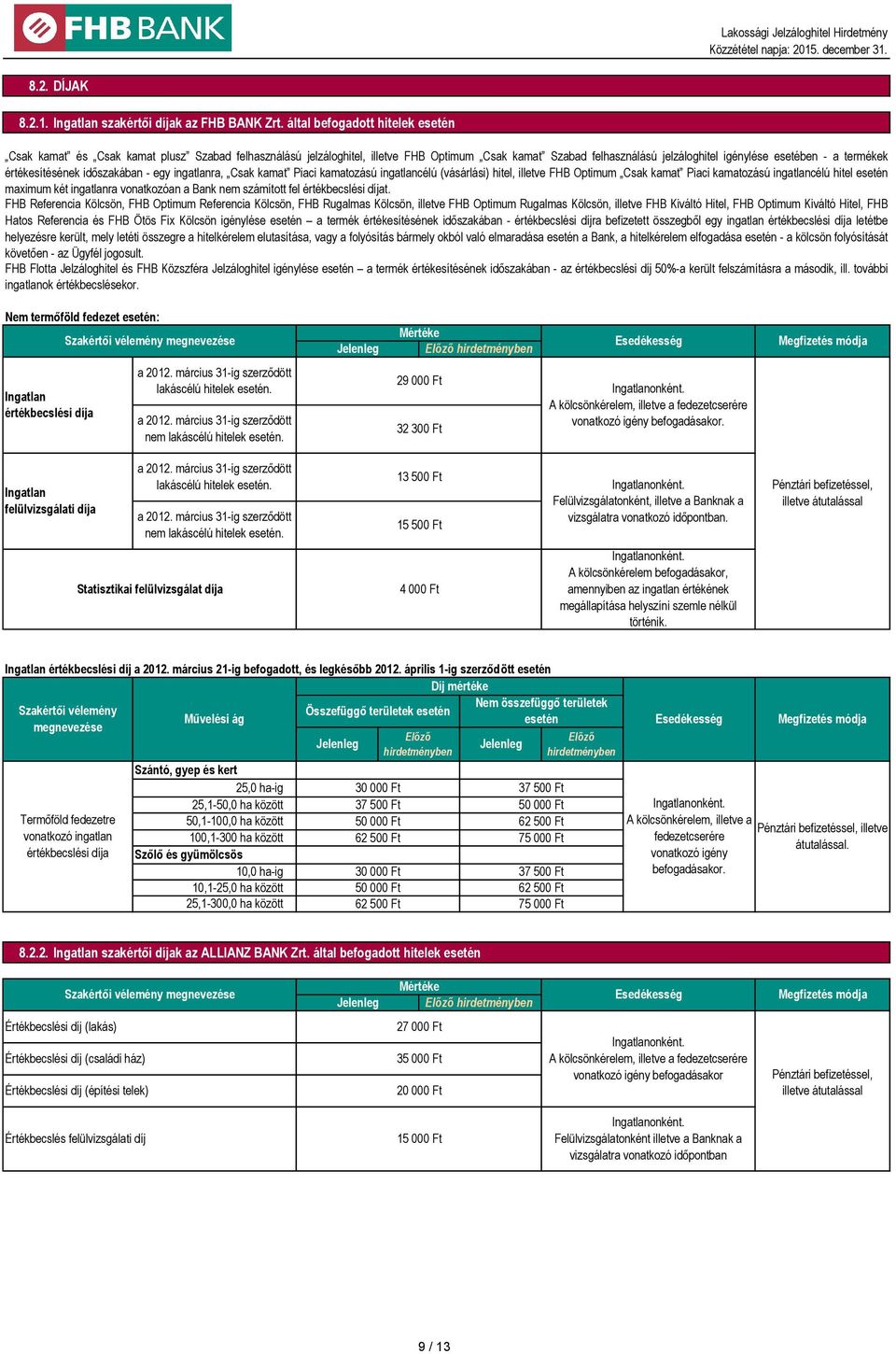 értékesítésének időszakában - egy ingatlanra, Csak kamat Piaci kamatozású ingatlancélú (vásárlási) hitel, illetve FHB Optimum Csak kamat Piaci kamatozású ingatlancélú hitel esetén maximum két