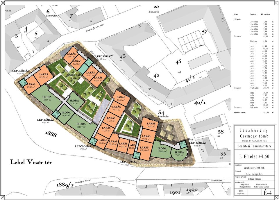 m 2 Lakás 72,55 m 2 Lakás 66,22 m 2 Lakás 42,88 m 2 Lakás 107,43 m 2 Lakás 77,64 m 2 Lakás 76,00 m 2 Összesen: 17 db lakás 1260,90 m 2 188,69 m 2 90,82 m 2 81,62 m 2 184,07 m 2 64,80 m 2