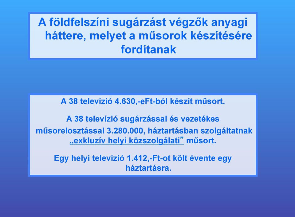 A 38 televízió sugárzással és vezetékes műsorelosztással 3.280.