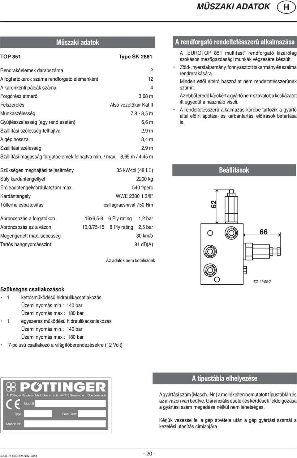 felhajtva min. / max. 3,65 m / 4,45 m Szükséges meghajtási teljesítmény 35 kw-tól (48 LE) Súly kardántengellyel 2200 kg Erőleadótengelyfordulatszám max.