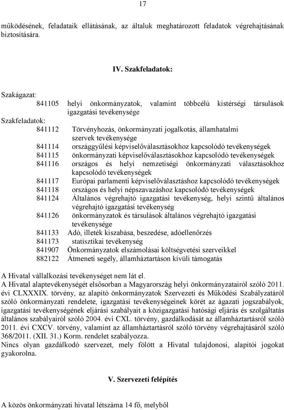 szervek tevékenysége 841114 országgyűlési képviselőválasztásokhoz kapcsolódó tevékenységek 841115 önkormányzati képviselőválasztásokhoz kapcsolódó tevékenységek 841116 országos és helyi nemzetiségi