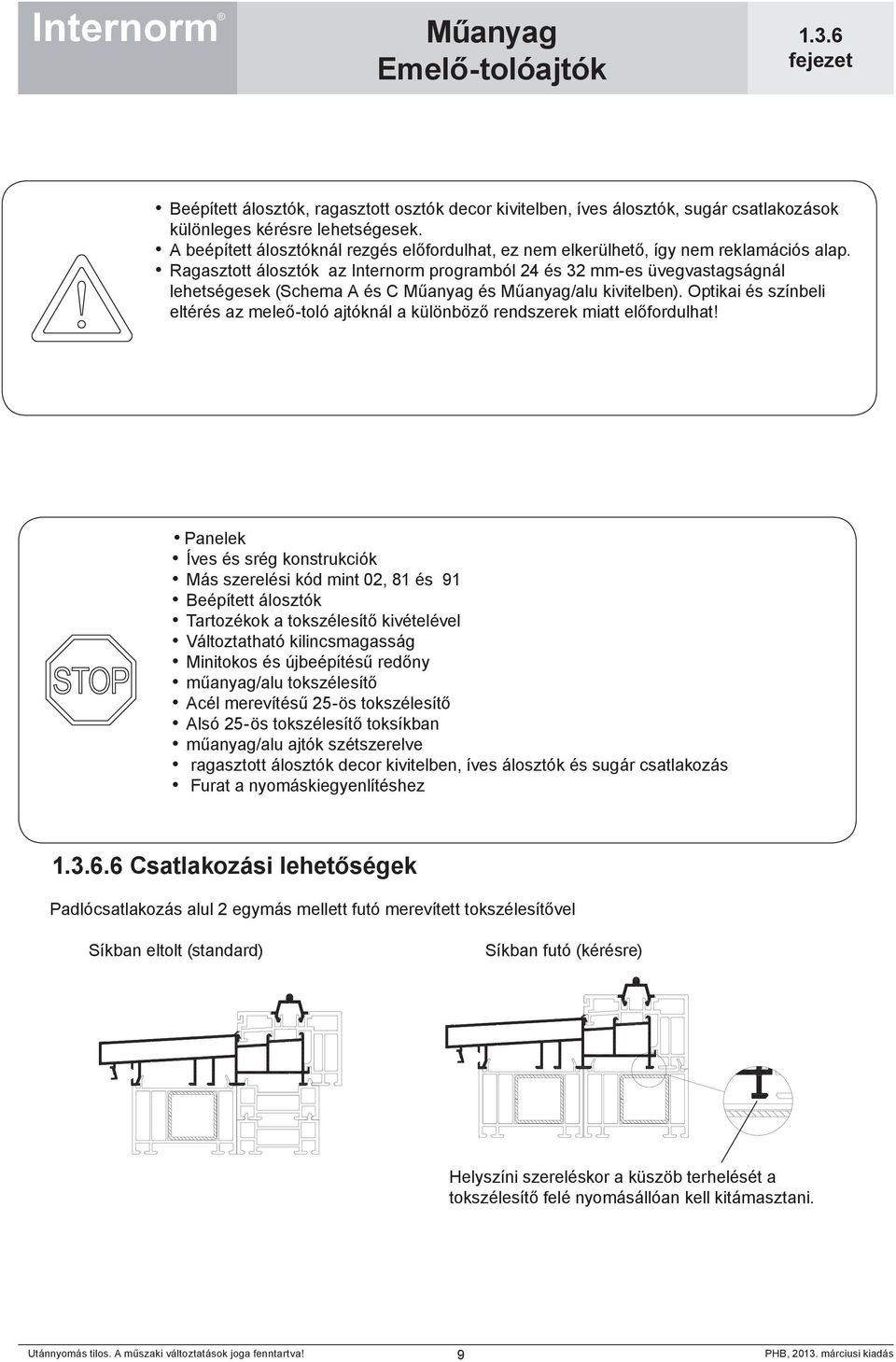 Ragasztott álosztók az Internorm programból 24 és 32 mm-es üvegvastagságnál lehetségesek (Schema A és C Műanyag és Műanyag/alu kivitelben).