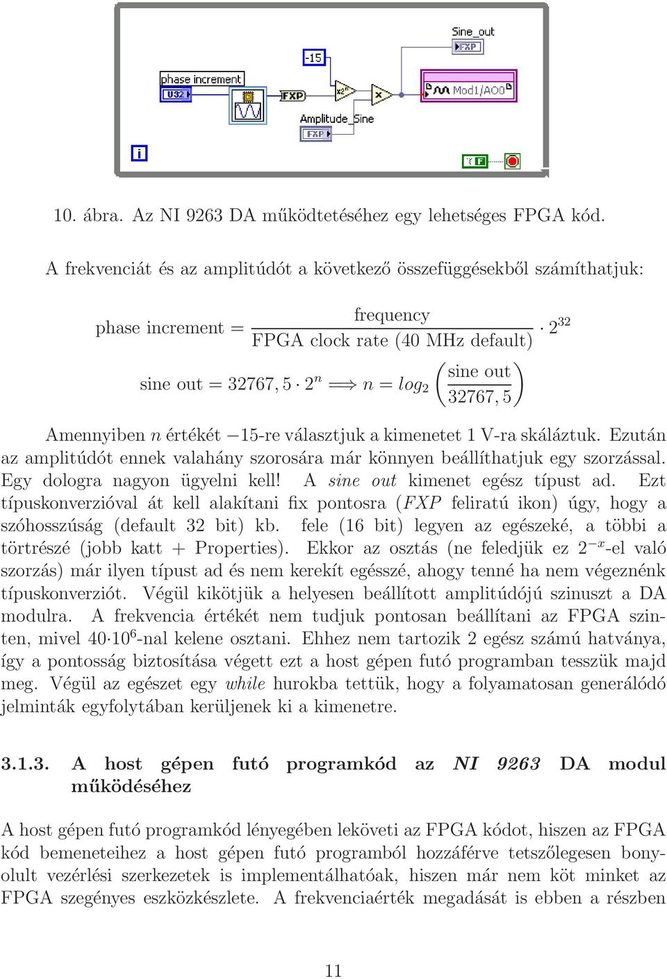 Amennyiben n értékét 15-re választjuk a kimenetet 1 V-ra skáláztuk. Ezután az amplitúdót ennek valahány szorosára már könnyen beállíthatjuk egy szorzással. Egy dologra nagyon ügyelni kell!