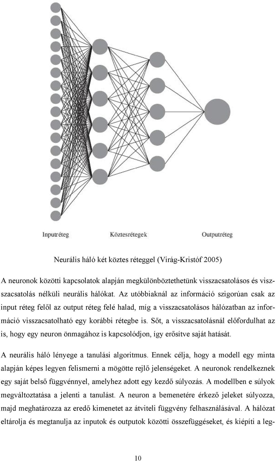 Sőt, a visszacsatolásnál előfordulhat az is, hogy egy neuron önmagához is kapcsolódjon, így erősítve saját hatását. A neurális háló lényege a tanulási algoritmus.