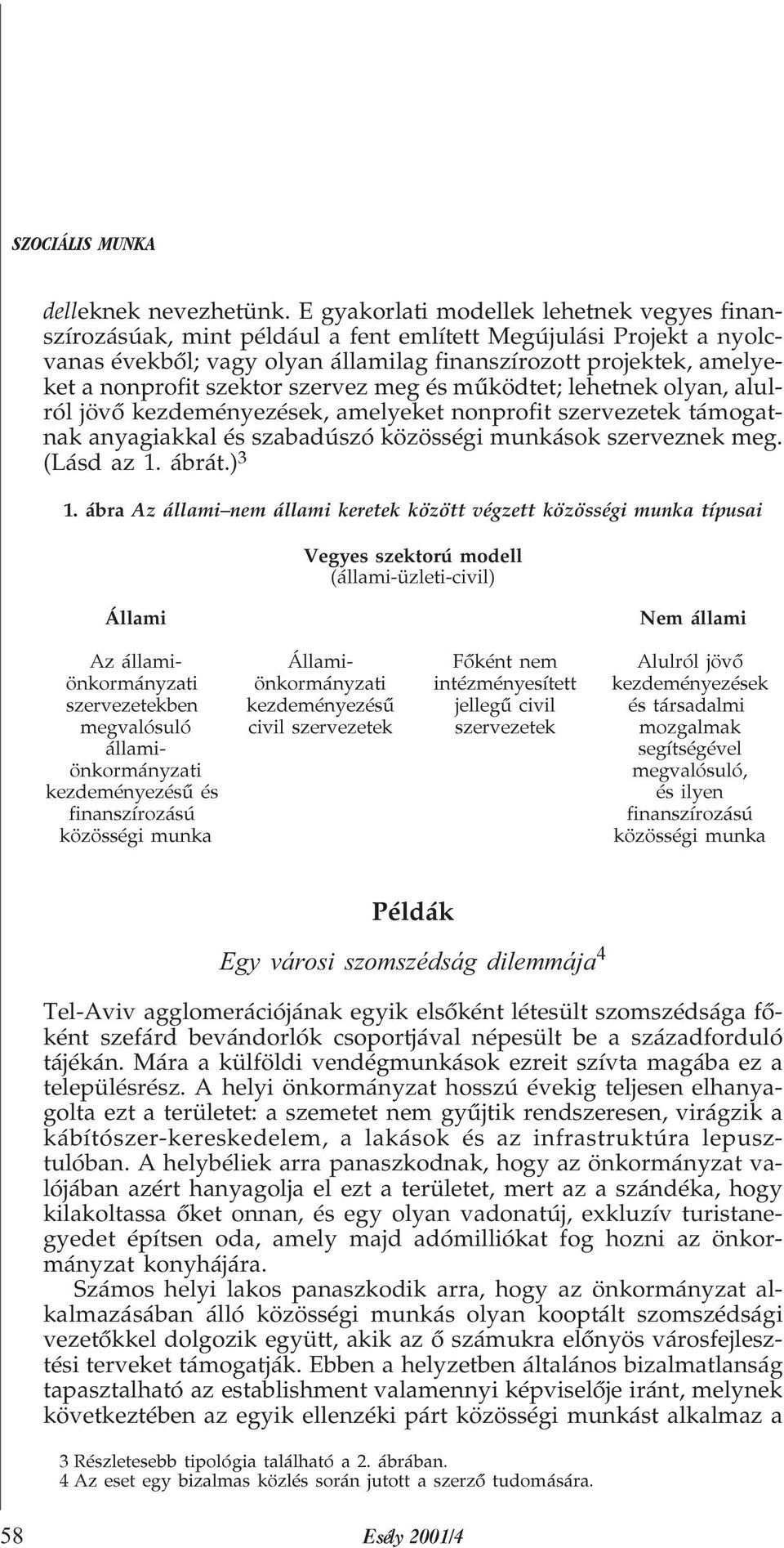 szektor szervez meg és mûködtet; lehetnek olyan, alulról jövõ kezdeményezések, amelyeket nonprofit szervezetek támogatnak anyagiakkal és szabadúszó közösségi munkások szerveznek meg. (Lásd az 1.