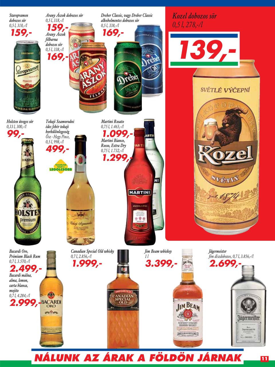 Pince, 0,5 l, 998,-/l 499,- Martini Rosato 0,75 l, 1.465,-/l 1.099,- Martini Bianco, Rosso, Extra Dry 0,75 l, 1.732,-/l 1.299,- Bacardi Oro, Prémium Black Rum 0,7 l, 3.57/l 2.