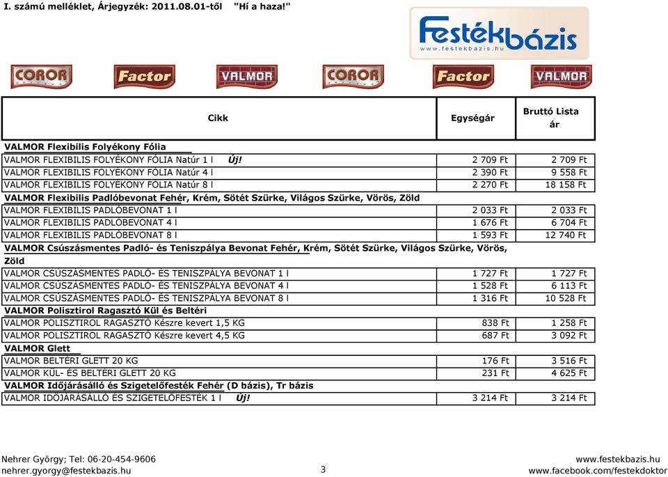 Szürke, Világos Szürke, Vörös, Zöld VALMOR FLEXIBILIS PADLÓBEVONAT 1 l 2 033 Ft 2 033 Ft VALMOR FLEXIBILIS PADLÓBEVONAT 4 l 1 676 Ft 6 704 Ft VALMOR FLEXIBILIS PADLÓBEVONAT 8 l 1 593 Ft 12 740 Ft