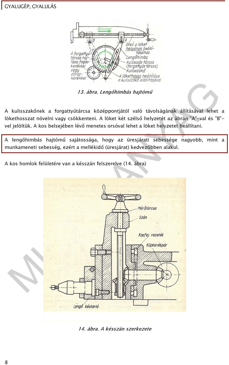 csökkenteni. A löket két szélső helyzetét az ábrán "A"-val és "B"- vel jelöltük.