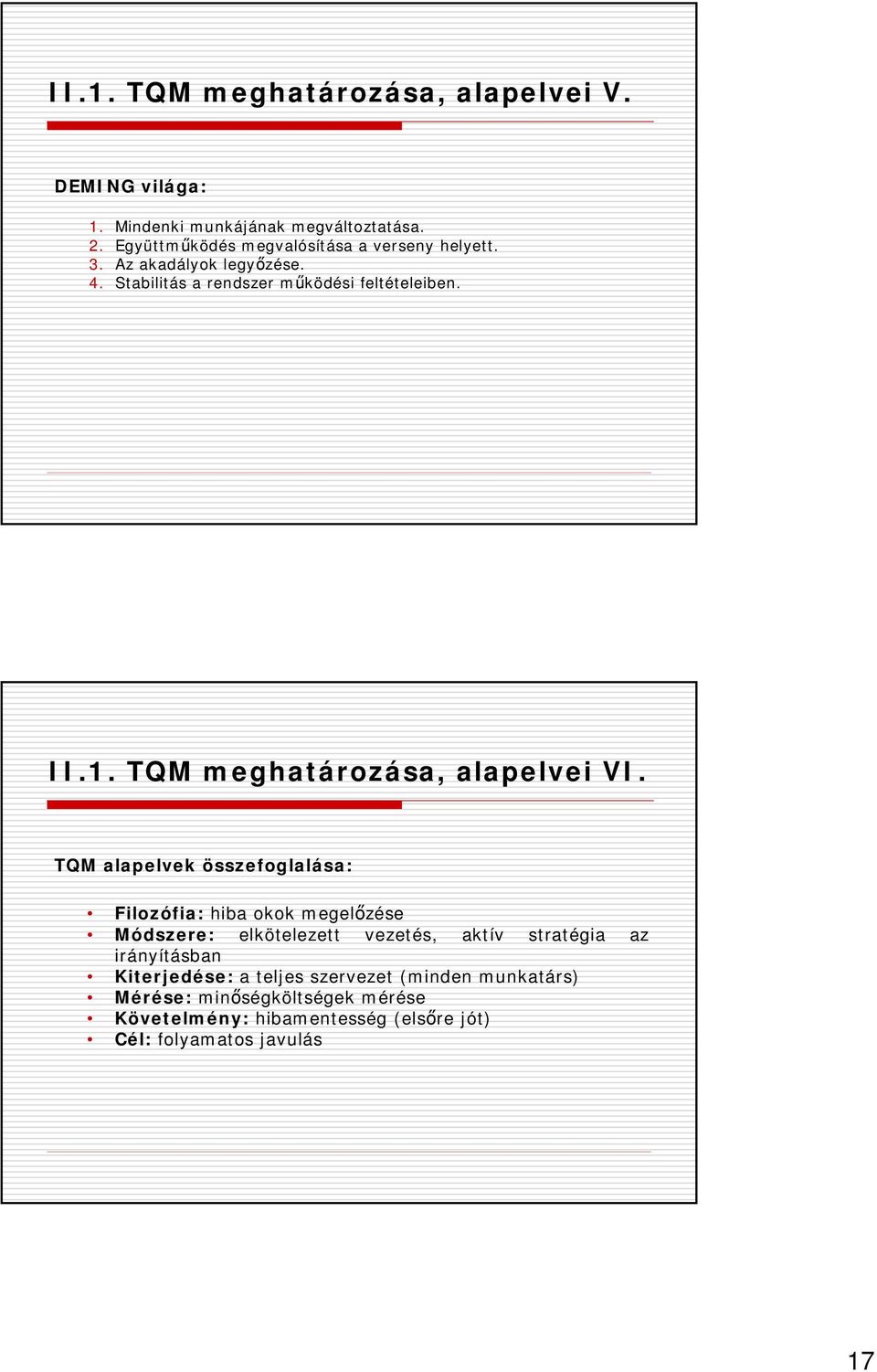 TQM meghatározása, alapelvei VI.