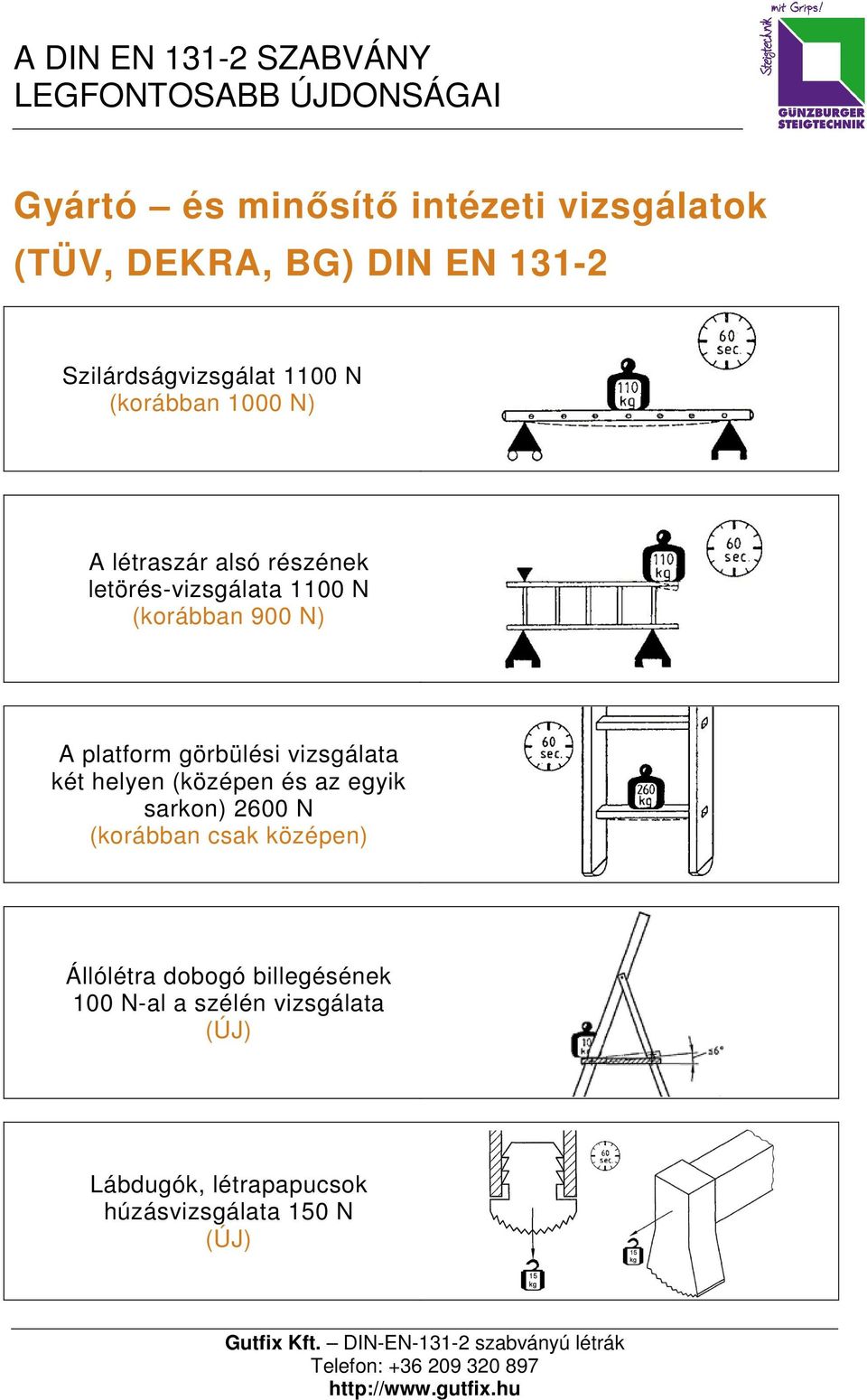 görbülési vizsgálata két helyen (középen és az egyik sarkon) 2600 N (korábban csak középen)