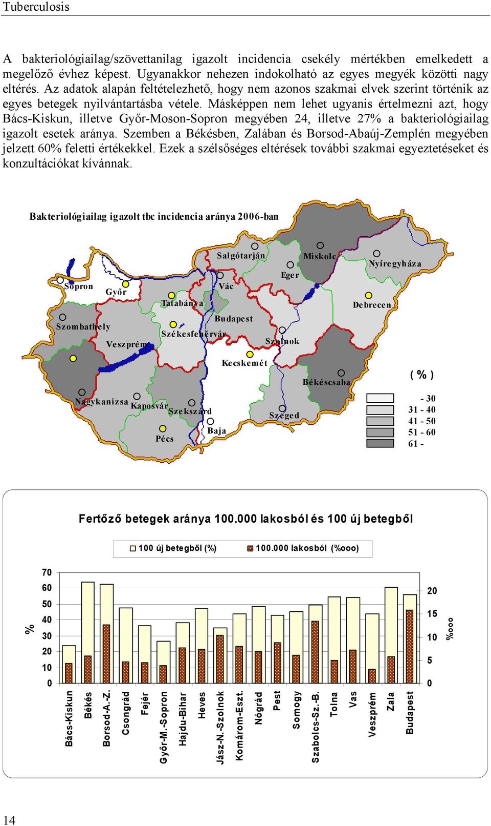 Másképpen nem lehet ugyanis értelmezni azt, hogy Bács-Kiskun, illetve Győr-Moson-Sopron megyében 24, illetve 27% a bakteriológiailag igazolt esetek aránya.