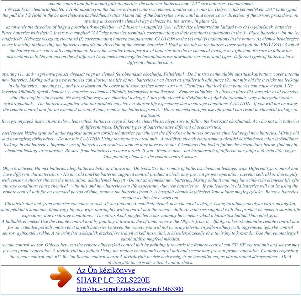 smaller cover into the Helyezze tab két mellékelt,,aa" batterypull the pull the 1 2 Hold in the be aon thetowards the3theméretthe(1),and tab of the batterythe cover until and cover cover direction of