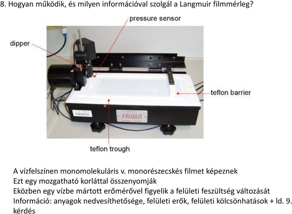 monorészecskés filmet képeznek Ezt egy mozgatható korláttal összenyomják Eközben egy