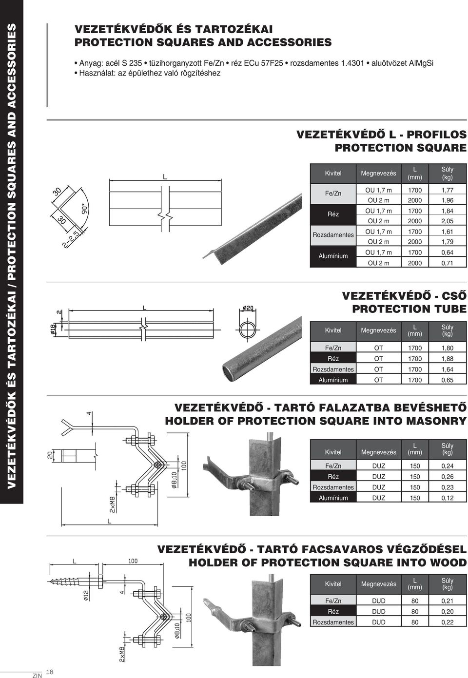 1,61 OU 2 m 2000 1,79 OU 1,7 m 1700 0,64 OU 2 m 2000 0,71 VEZETÉKVÉDŐ - CSŐ PROTECTION TUBE OT 1700 1,80 OT 1700 1,88 OT 1700 1,64 OT 1700 0,65 VEZETÉKVÉDŐ - TARTÓ FAAZATBA BEVÉSHETŐ HODER OF