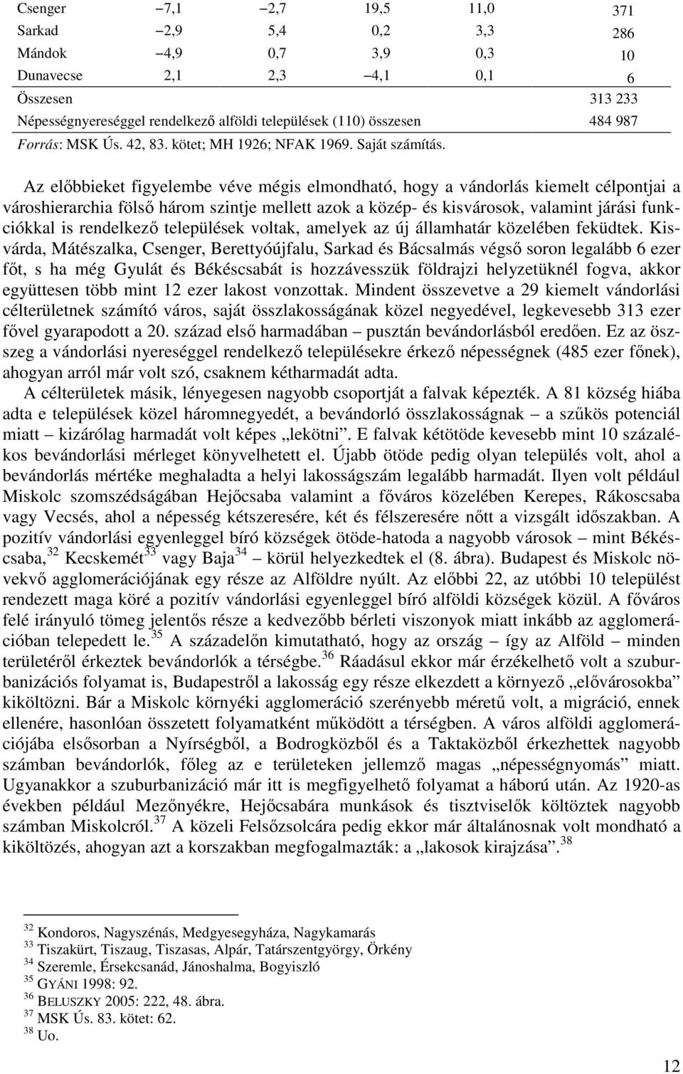 Az előbbieket figyelembe véve mégis elmondható, hogy a vándorlás kiemelt célpontjai a városhierarchia fölső három szintje mellett azok a közép- és kisvárosok, valamint járási funkciókkal is