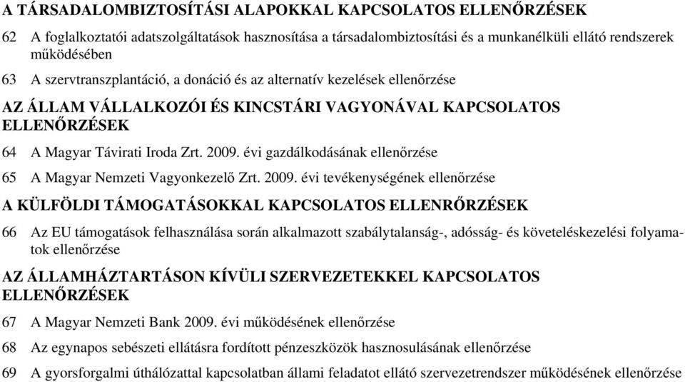 évi gazdálkodásának 65 A Magyar Nemzeti Vagyonkezelő Zrt. 2009.