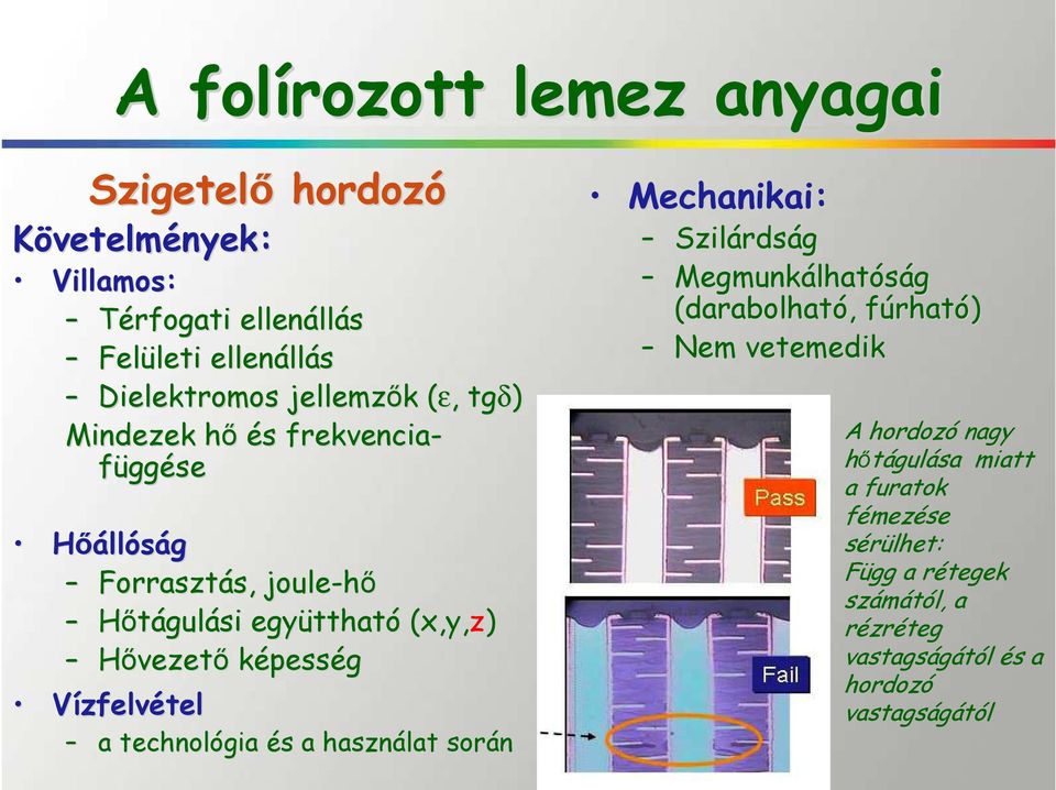 képesség Vízfelvétel a technológia és s a használat során Mechanikai: Szilárds rdság Megmunkálhat lhatóság (darabolható,, fúrhatf rható) Nem