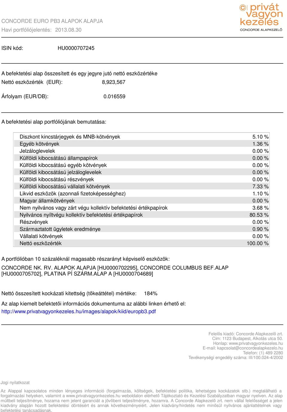 ALAP [HU0000705702], PLATINA PÍ SZÁRM.