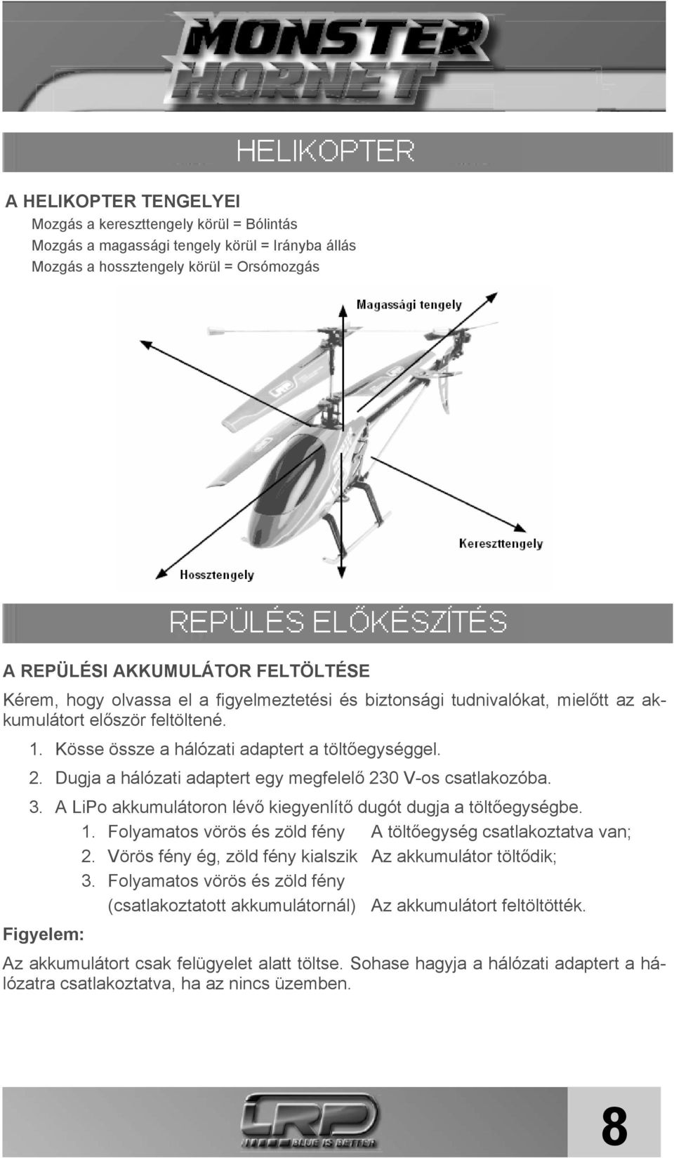 Dugja a hálózati adaptert egy megfelelő 230 V-os csatlakozóba. 3. A LiPo akkumulátoron lévő kiegyenlítő dugót dugja a töltőegységbe. 1.