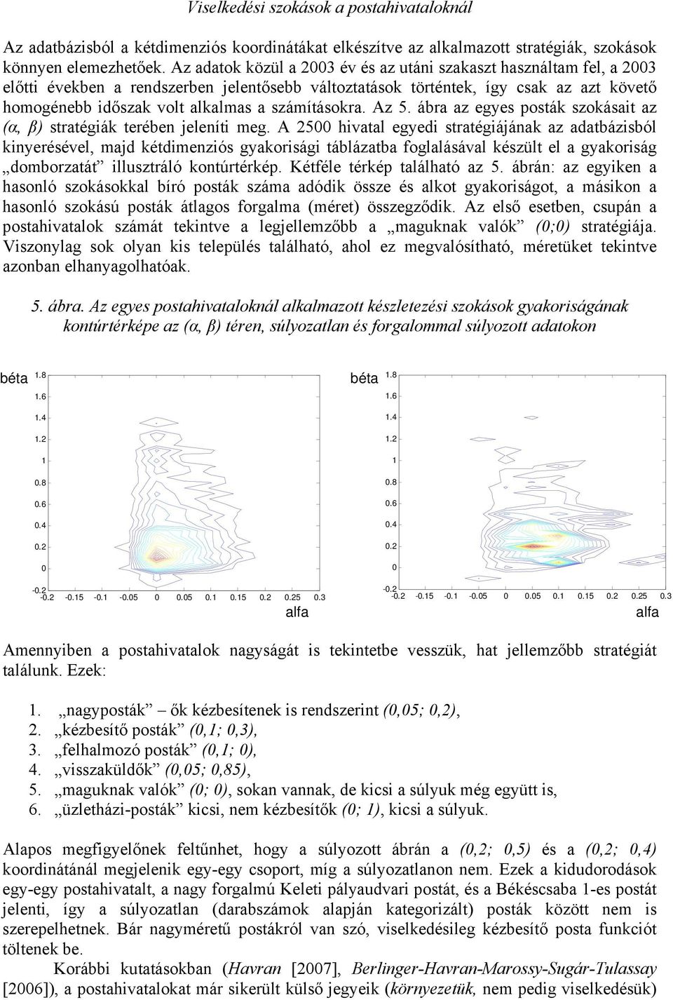 ábra az egyes posák szokása az (α, β) sraégák erében jelení meg.