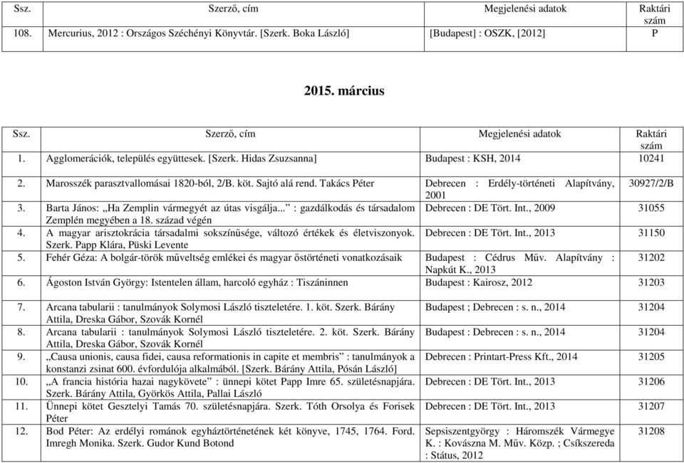 Barta János: Ha Zemplin vármegyét az útas visgálja... : gazdálkodás és társadalom Debrecen : DE Tört. Int., 2009 31055 Zemplén megyében a 18. század végén 4.