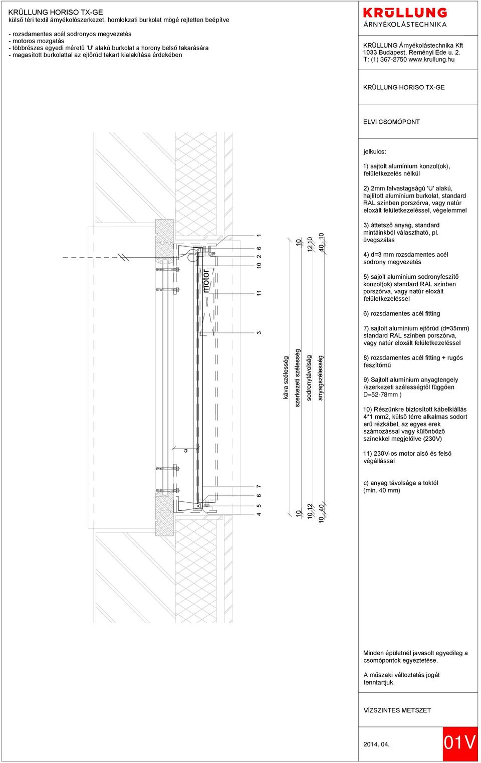 porszórva, vagy natúr eloxált, végelemmel 4) d=3 mm rozsdamentes acél sodrony megvezetés 6) rozsdamentes acél fitting 7) sajtolt alumínium ejtőrúd (d=35mm) vagy natúr eloxált 8)