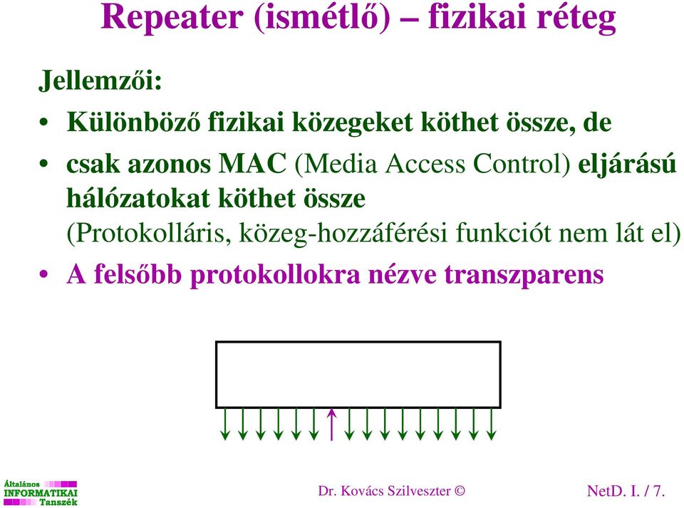 hálózatokat köthet össze (Protokolláris, közeg-hozzáférési funkciót nem