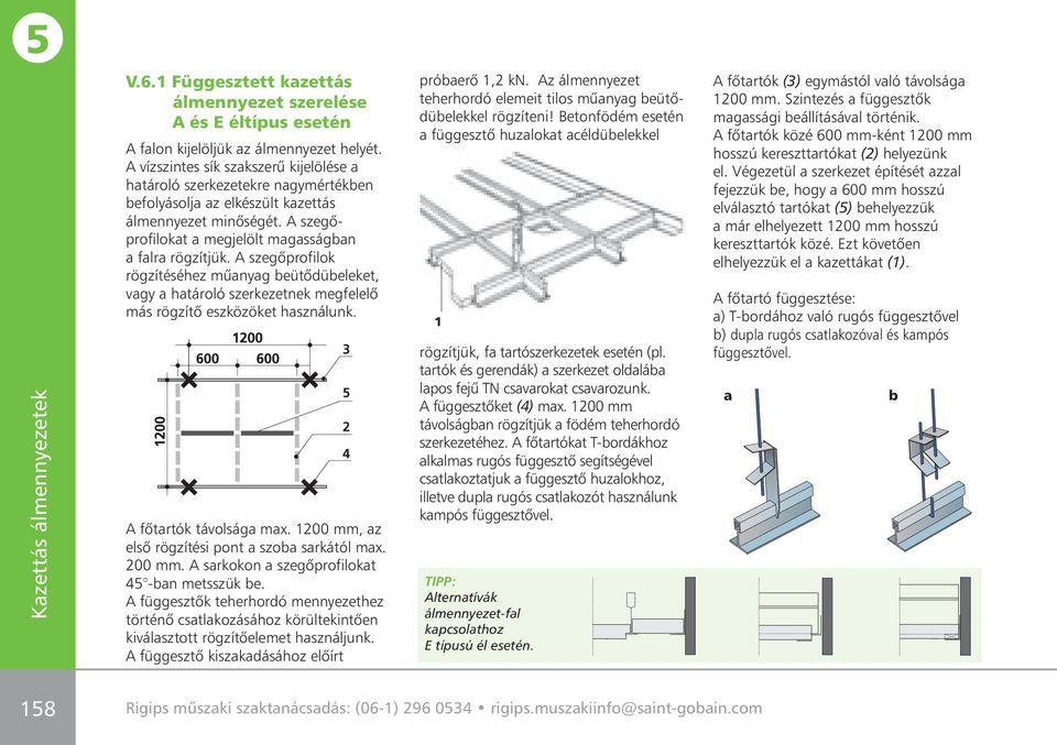 szegôprofilok rögzítéséhez mûanyag beütôdübeleket, vagy a határoló szerkezetnek megfelelô más rögzítô eszközöket használunk. fôtartók távolsága max.