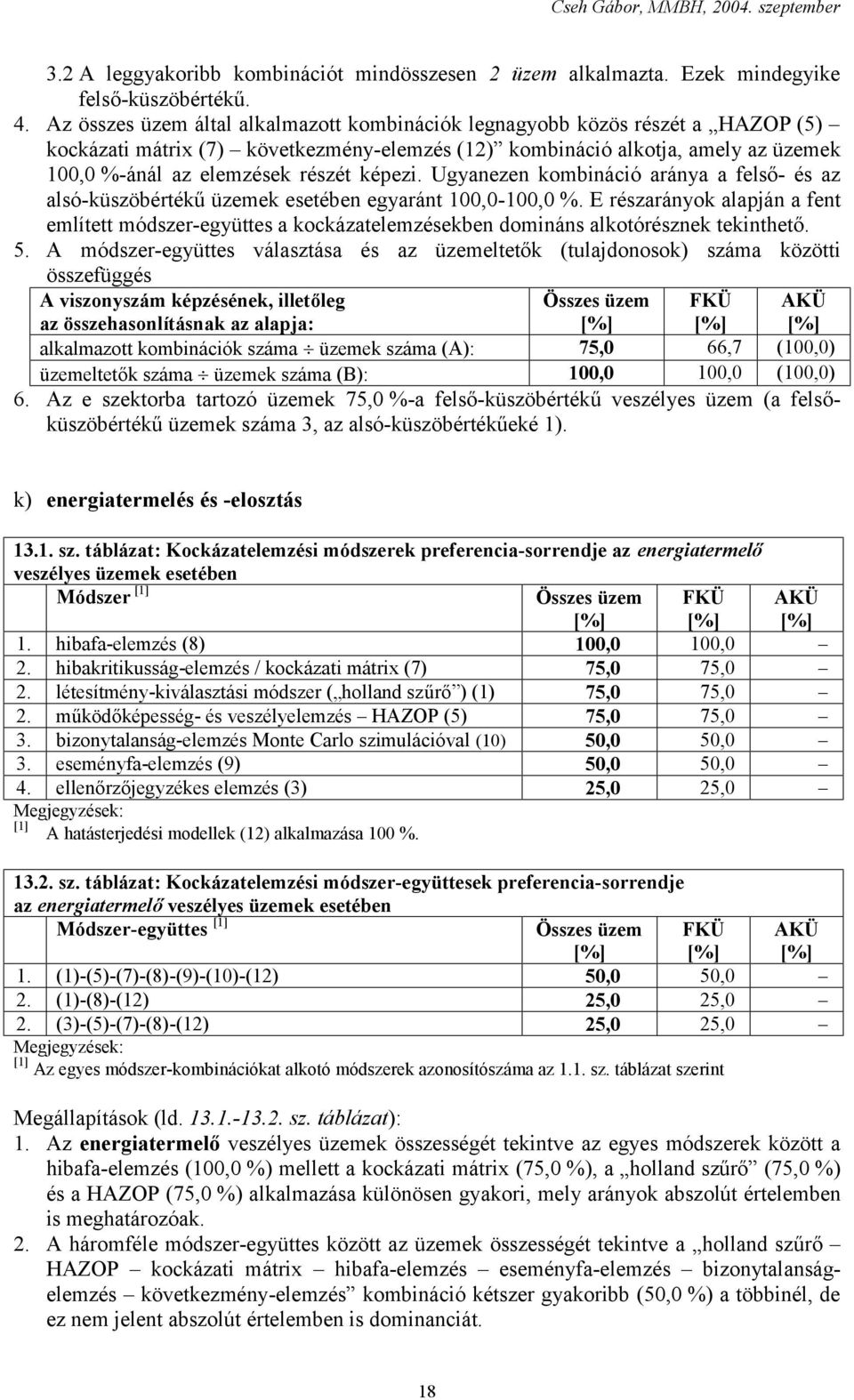képezi. Ugyanezen kombináció aránya a felső- és az alsó-küszöbértékű üzemek esetében egyaránt 100,0-100,0 %.