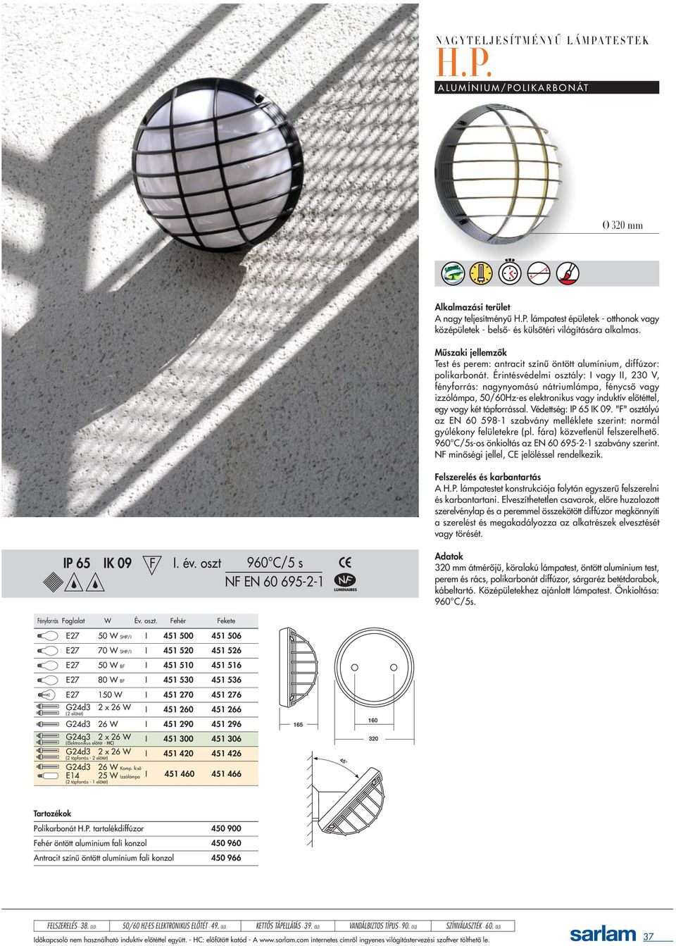 Érintésvédelmi osztály: I vagy II, 230 V, fényforrás: nagynyomású nátriumlámpa, fénycsõ vagy izzólámpa, 50/60Hz-es elektronikus vagy induktív elõtéttel, egy vagy két tápforrással.