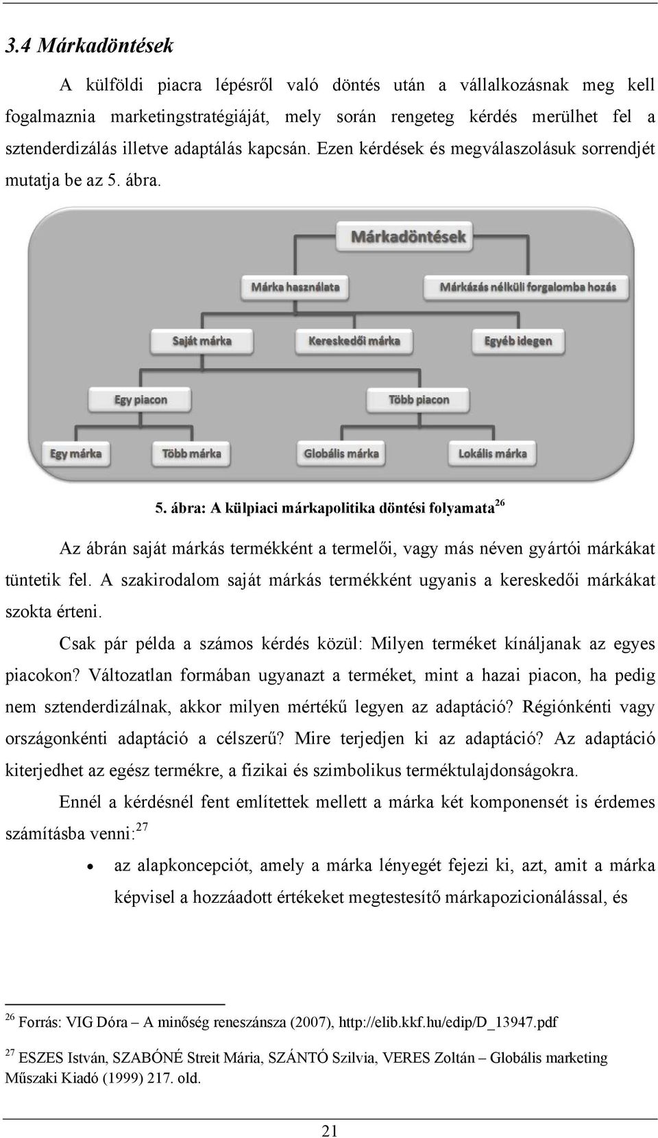 ábra. 5. ábra: A külpiaci márkapolitika döntési folyamata 26 Az ábrán saját márkás termékként a termelői, vagy más néven gyártói márkákat tüntetik fel.