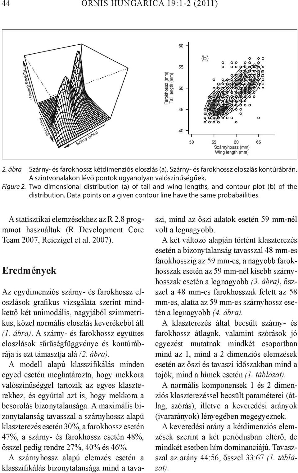 A statisztikai elemzésekhez az R 2.8 programot használtuk (R Development Core Team 2007, Reiczigel et al. 2007).